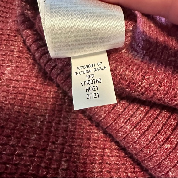 GAP Mens Sz XXL Red Raglan Long Sleeve Waffle Pullover Lumberjack Sweater Shirt - Picture 4 of 8